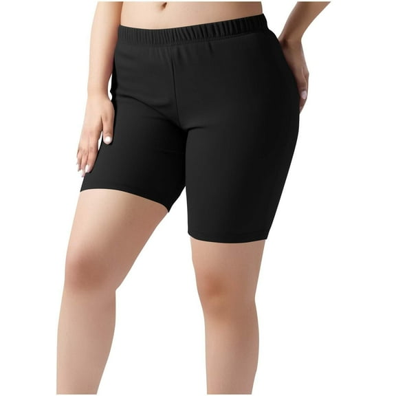Delayuji Athletic Shorts Yoga Shorts For Women Plus Size Lightweight Biker Shorts Summer Elastic Waist Shorts Workout Leggings Shorts 2025 Black L