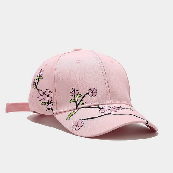 Delayuji Baseball Cap for Men And Women Floral Embroidery Peaked Cap Sun Hat Baseball Cap Visor Unisex Pink One size