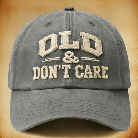 Delayuji Baseball Cap for Women Men Sun Hat Washed Cotton Baseball Cap Novelty Retirement For Men Dad Grandpa (Old & Don't Care!) Grey One Size