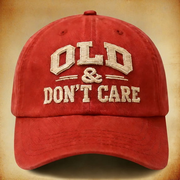 Delayuji Baseball Cap for Women Men Sun Hat Washed Cotton Baseball Cap Novelty Retirement For Men Dad Grandpa (Old & Don't Care!) Red One Size
