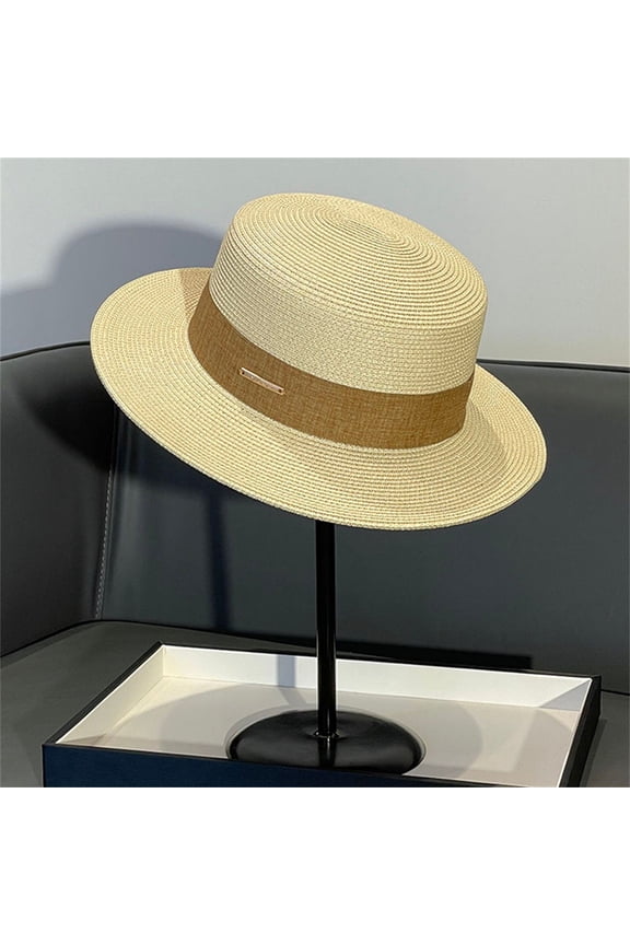 Boater Hat Unisex Paper Woven Pork Pie Panama Hat UPF30+ Wide Brim Beach Travel Church Fishing UV Protection Stylish Sun Hats Outdoor Bucket Hat