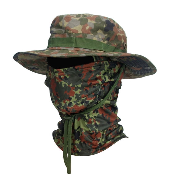 Delayuji Boonie Hat for Men Wide Brim Outdoor Sun Hat With Multifunctional Neck Gaiter for Hiking Camping Fishing Cycling Hunting Activities One Size