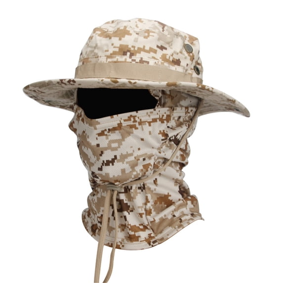 Delayuji Boonie Hat for Men Wide Brim Outdoor Sun Hat With Multifunctional Neck Gaiter for Hiking Camping Fishing Cycling Hunting Activities One Size