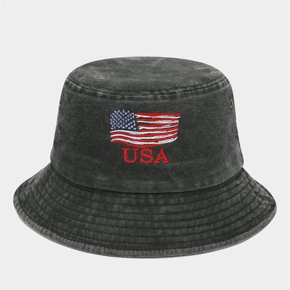 Delayuji Bucket Hat For Women Men Summer Amarican Flag Printed Beach Fishing Hat Sun Hat Outdoor Unisex Green One Size