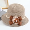 thumbnail image 1 of Delayuji Bucket Hat for Women French Retro Woven Handmade Ruffled Bow Foldable Breathable Wide Brim UV Protection Summer Travel beach hat Daily Outdoor Hat, 1 of 3