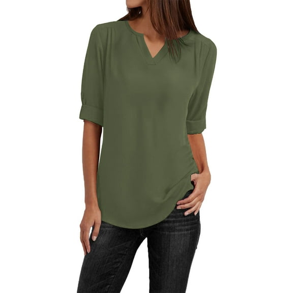 Delayuji Button Women Ladies Clothing Loose Shirt Chiffon Zipper Long Sleeves Plus Size Tops Green Xxxxl Polyester,Spandex Short Sleeve Shirts for Women