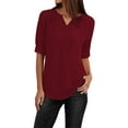 thumbnail image 1 of Delayuji Button Women Ladies Clothing Loose Shirt Chiffon Zipper Long Sleeves Plus Size Tops Red Xxxl Polyester,Spandex Short Sleeve Shirts for Women, 1 of 4