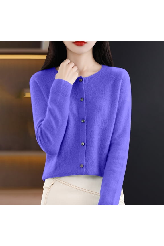 Cardigans Sweaters For Women Solid Color Elegant Button Front Long Sleeve Cardigan Spring Fall