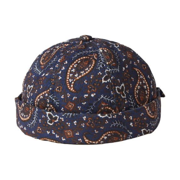 Delayuji Cashew Hat Unisex Retro Pumpkin Sailor Brimless Wool Blend Warm Autumn Winter Street Style Face Slimming Daily Versatile Cuffed Cap Beanies Hats