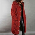 thumbnail image 1 of Delayuji Casual Crew Neck Long Large Coat Breasted Single Size Women Sleeves Hood Sweater Pocket Women's Coat Casual Fall Womens Cardigans Cute Fall Tops for Women Watermelon Red XXL, 1 of 5