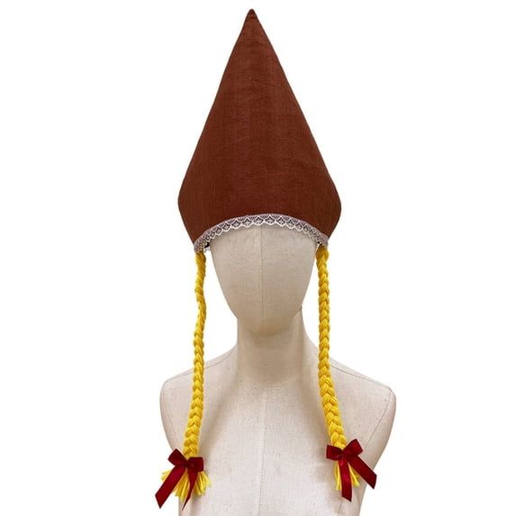 Delayuji Double Ponytail Hat Women Bavarian Dough Braid Costume Dress Hat Adjustable One Size Cosplay Carnival Oktoberfest Party Decorative Braid Hat