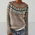 thumbnail image 1 of Delayuji Fall Crew Neck Tops Women's Pullover Sweaters Women's Knitted Isle Print Retro Sweater Casual Crewneck Cropped Pullover Tops Fall Crew Neck Tops Pullover Sweate Cute Fall White XxxXXL, 1 of 9
