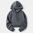 thumbnail image 1 of Delayuji Fashion A short, simple, fashionable and versatile casual solid color warm hooded sweatshirt for women, 1 of 3