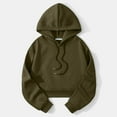 thumbnail image 1 of Delayuji Fashion A short, simple, fashionable and versatile casual solid color warm hooded sweatshirt for women, 1 of 3
