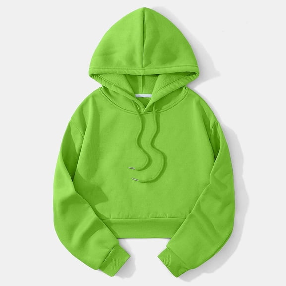 Delayuji Fashion A short, simple, fashionable and versatile casual solid color warm hooded sweatshirt for women