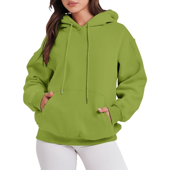Delayuji Fashion A versatile, simple and fashionable solid-color warm long-sleeved pocket hooded sweatshirt for ladies in autumn and winter