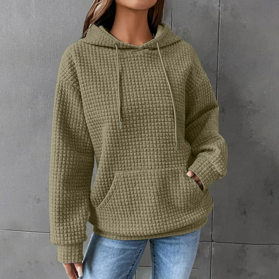 Delayuji Fashion Ladies' loose pullover hooded long-sleeved sweatshirt with drawstring pocket hoodie top