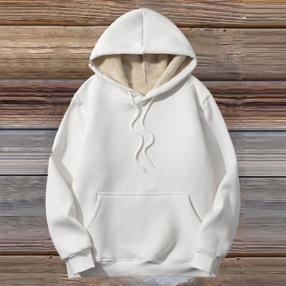 Delayuji Fashion A versatile, casual, simple and fashionable solid-color warm, fleece long-sleeved pocket hooded sweatshirt for ladies in autumn and winter