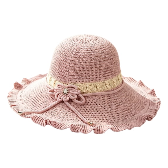 Delayuji Fishing Hat Women Hollow Woven Large Brim Fisherman Hat Breathable One Size Travel Shooting Festival Casual Breathable Hat Portable Outdoor Hat