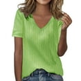 thumbnail image 1 of Delayuji Knitted Short Sleeved Women's Slim and Versatile Striped Shirt Solid Color Knitted Sweater Green M Nylon,Spandex Short Sleeve Shirts for Women, 1 of 4