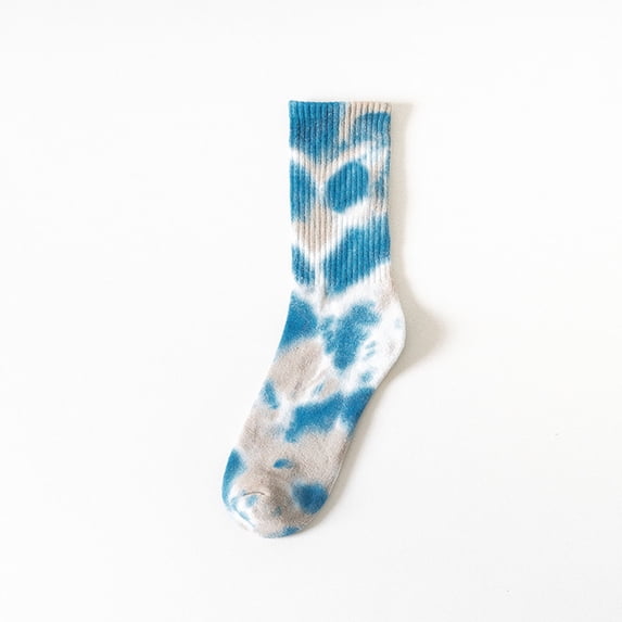Delayuji Men's Women's Sock Tie Dye Mid Calf Socks Couple Socks Streetwear Long Sock Hip Hop Skateboarding Socks Unisex Sport Sock Blue One Size