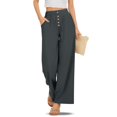 thumbnail image 1 of Delayuji Pants for Women Plus Size Wide Leg Pant Summer Casual Palazzo Pants Drawstring Loose Lightweight Pants Trousers Summer Comfortable With Pockets Trousers Pants, 1 of 6
