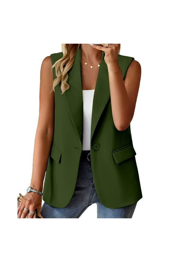Petite Blazers for Women Women Blazers for Work Casual Women's Sleeveless Coat Solid Color Cardigan Suit Casual Lapel Cardigan Jacket with Pockets AG L