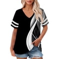 thumbnail image 1 of Delayuji Plus Size V Neck T Shirts Women Short Sleeve Tops Casual Summer Tshirts Loose Fit Tee Black Xxxl Polyester,Spandex Short Sleeve Shirts for Women, 1 of 4