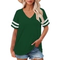 thumbnail image 1 of Delayuji Plus Size V Neck T Shirts Women Short Sleeve Tops Casual Summer Tshirts Loose Fit Tee Green Xl Polyester,Spandex Short Sleeve Shirts for Women, 1 of 4