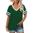 thumbnail image 1 of Delayuji Plus Size V Neck T Shirts Women Short Sleeve Tops Casual Summer Tshirts Loose Fit Tee Green Xxxxl Polyester,Spandex Short Sleeve Shirts for Women, 1 of 4