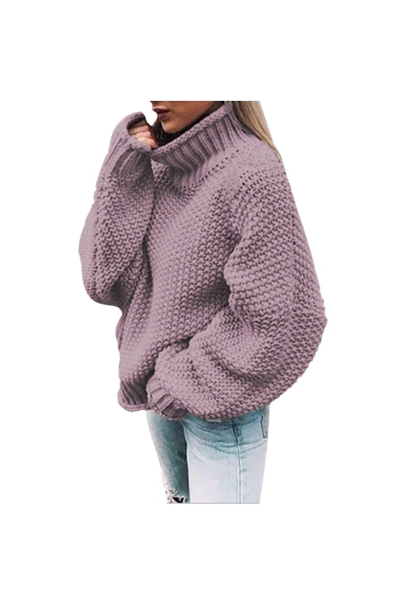 Pullover Sweater for Women Solid Casual Long Knitted Sleeve Off The Sweater Shoulder Pullover Sweater Purple 6Xl