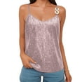thumbnail image 1 of Delayuji Sequins Camisole Tops for Women Holiday Night Club Concert Outfits Spaghetti Strap Glitter Tank Tops Pink M Sequin Spring Tops for Women, 1 of 6