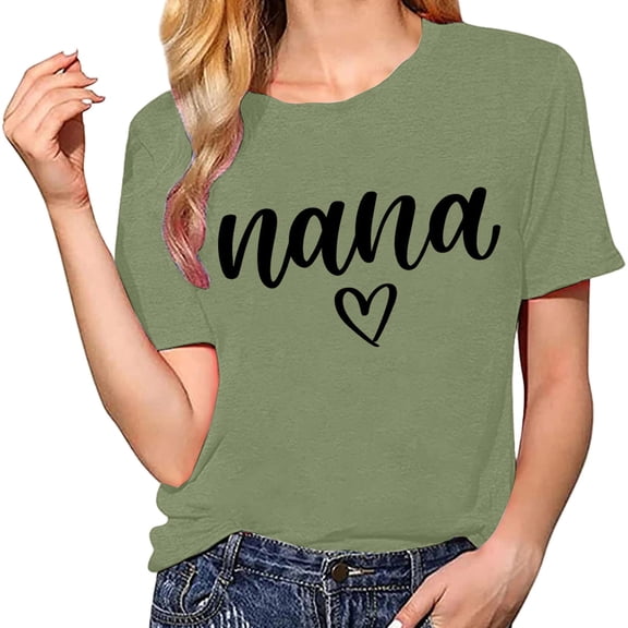 Delayuji Shirts for Women Shirt Heart Printed Casual Short Sleeve Tee Top Green Xl Polyester,Spandex Short Sleeve Shirts for Women