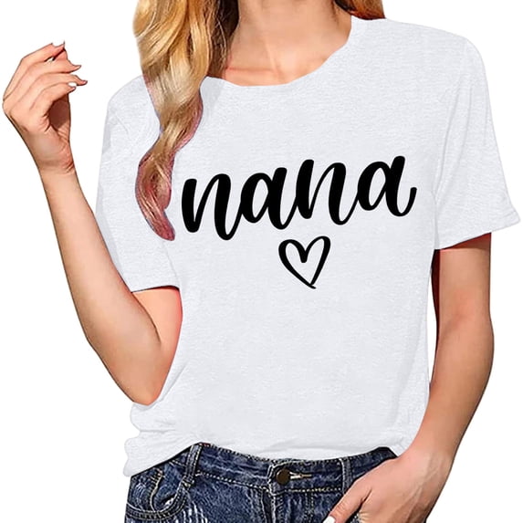 Delayuji Shirts for Women Shirt Heart Printed Casual Short Sleeve Tee Top White Xxxl Polyester,Spandex Short Sleeve Shirts for Women