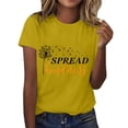 thumbnail image 1 of Delayuji Short Sleeve Round Neck T Shirt Fashion Top Lightweight Soft Casual Summer Outfit Clothes Yellow S Polyester,Spandex Short Sleeve Shirts for Women, 1 of 4