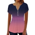thumbnail image 1 of Delayuji Short Sleeve Womens Tops 2025 Spring Neck Casual Print Tunic T Shirts Womens Tops Purple Xxl Polyester,Spandex Short Sleeve Shirts for Women, 1 of 5