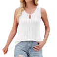 thumbnail image 1 of Delayuji Sleeveless Tank Tops for Women Round Neck Stripes Keyhole Neck Solid Colour Tops Casual Going Out Tank Blouses White L Cotton Spring Tops for Women, 1 of 9