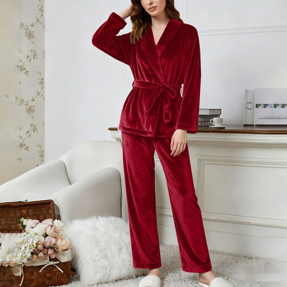 Delayuji Soft Women's Bathrobe Thickened Flannel Robe Womens Home WearCoral Velvet Soft Warm Comfortable Womens Robe Long Bath Robe