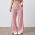 thumbnail image 1 of Delayuji Striped Linen Pants for Women Wide Leg Pant Elastic Waist Lightweight Casual Pants Trousers Streestwear, 1 of 6