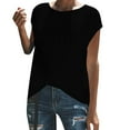 thumbnail image 1 of Delayuji Summer Casual Women's Short Sleeved V Neck Shirt Black L Polyester,Spandex Short Sleeve Shirts for Women, 1 of 4