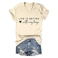 thumbnail image 1 of Delayuji Summer V Neck Short Sleeved Life Is Better with My Alphabet T Shirt Black L Polyester,Spandex Short Sleeve Shirts for Women, 1 of 8