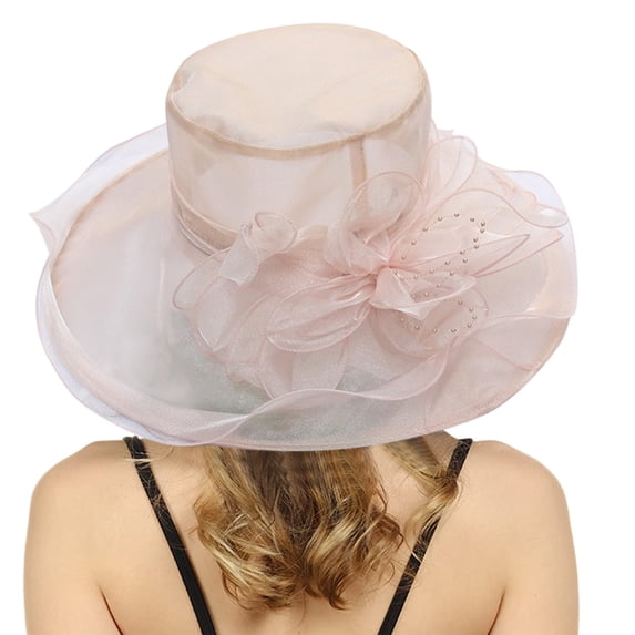 Delayuji Sun Hats for Women Hollow Leaf Flower Lace Polyester Wide Brim Bridal Shower Vacation Travel Hat Summer Dress Beach Hat