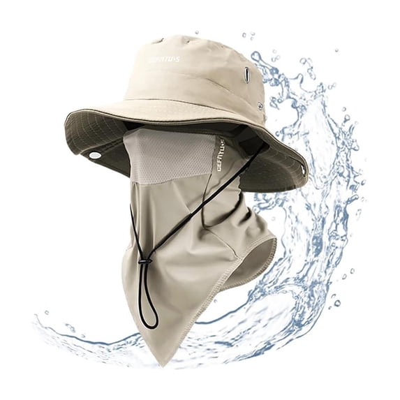 Delayuji Sun Hats for Women Summer Wide Brim Hat With Neck Coverage Shawl Outdoor Hat for Fishing Hiking Travel Daily Activities One Size