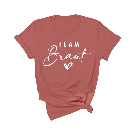 Delayuji T Shirt Bride Women's T Shirt Hen T Shirt Bridesmaid T Shirt (S 2Xl) Red M Polyester,Spandex Short Sleeve Shirts for Women