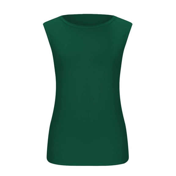 Delayuji Top Tee Womens Fit Turtleneck Slim Blouse Shirt Sleeveless Solid Women's Blouse Green Xl Polyester,Spandex Spring Tops for Women