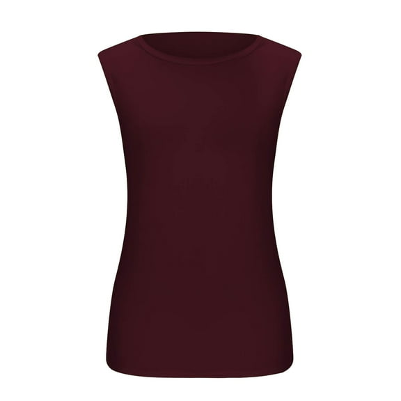 Delayuji Top Tee Womens Fit Turtleneck Slim Blouse Shirt Sleeveless Solid Women's Blouse Red M Polyester,Spandex Spring Tops for Women