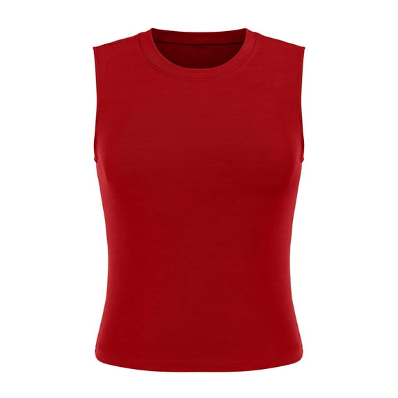 Delayuji Top Tee Womens Fit Turtleneck Slim Blouse Shirt Sleeveless Solid Women's Blouse Red M Threadcloth Spring Tops for Women