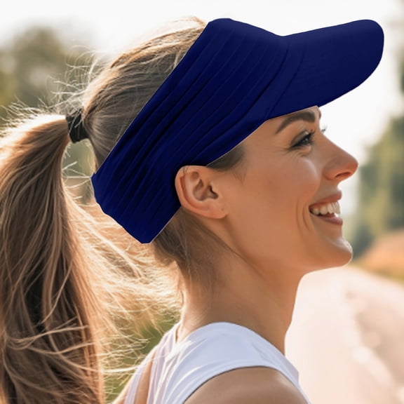 Delayuji Visor hat Unisex UPF50+ Ponytail Friendly Quick Dry Elastic Packable 2.7in Brim Running Tennis Hiking UV Protection Sports Caps Summer Sun Hats
