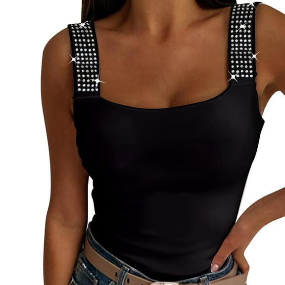 Delayuji Women Plus Size Fashion Sleeveless Tops Slim Fit Vest Summertank Top Casual Tops Black Xxl Polyester,Spandex Spring Tops for Women