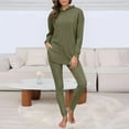 thumbnail image 1 of Delayuji Women's 2 Piece Pajamas Sets Outfits Ribbed Knit Set Lightweight Tops and Stretchy Leggings Pants Sets Loungewear Sleepwear, 1 of 5